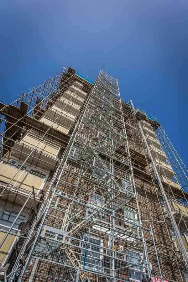 Scaffolding to a high rise block