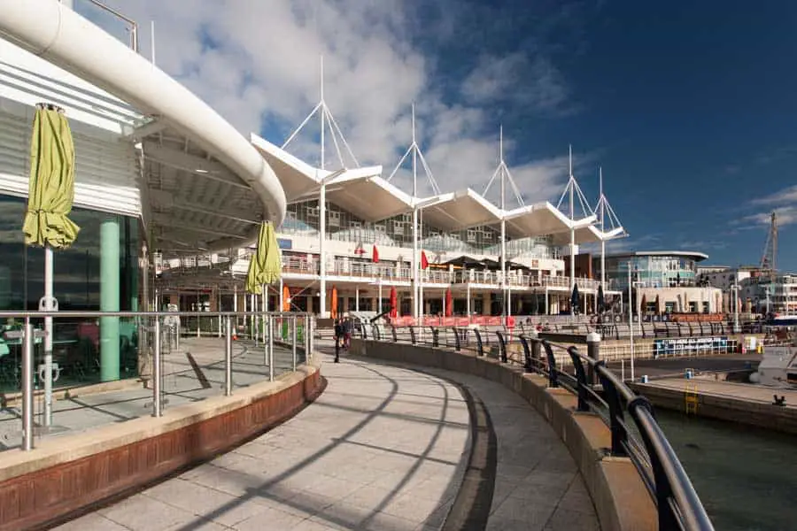 The shops at Gunwharf Quays in Portsmouth