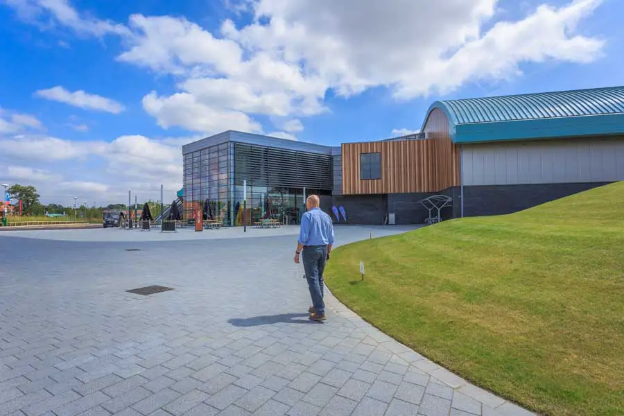 New paving at the Hart Leisure Centre in Fleet