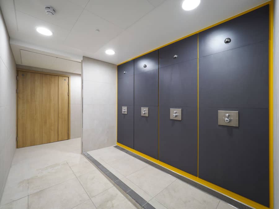 Refurbished changing room area in Building B18 at the University