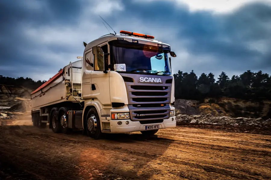 Picture of a truck leaving a quarry in Dorset by Rick McEvoy Photography