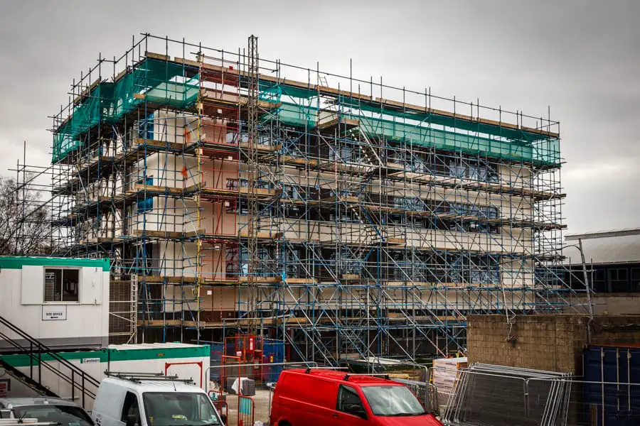 Scaffolding on a major construction site in Hampshire