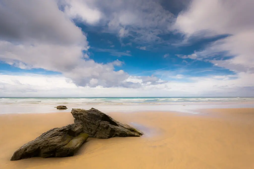 34 - Rocks on the beach, Watergate Bay, Cornwall, England